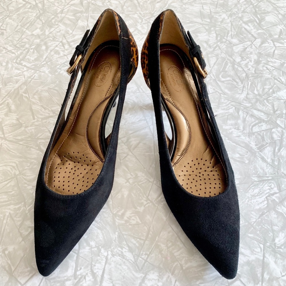 Circa Joan & David Suede/Leopard Kitten Heel 7
